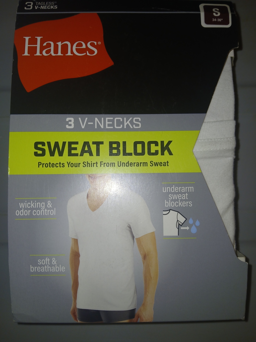 Hanes White Men’s V-Neck Sweat Block Undershirts (3-Pack)